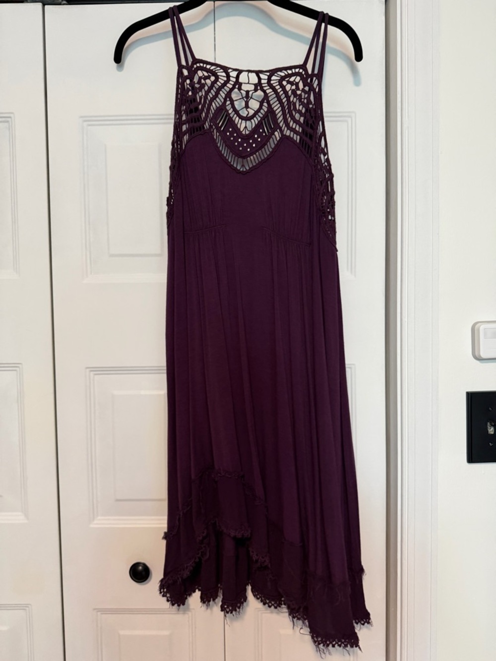 Free People Plum Crochet Yoke Dress